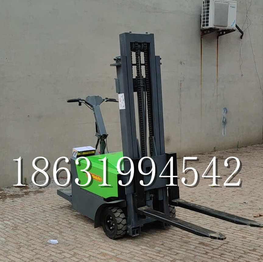 东城区优程全电动叉车插腿式堆高车液压装卸车1.5吨升高小型站驾式铲车